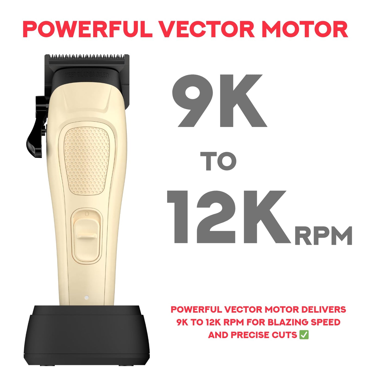 Supreme Trimmer Darkstar 82 Metal Body Clipper w. Magnetic Vector Motor - 180 Min Run Time, 9100 RPM Hair Clipper - Low Noise Professional Barber Beauty and Personal Care Supreme Trimmer