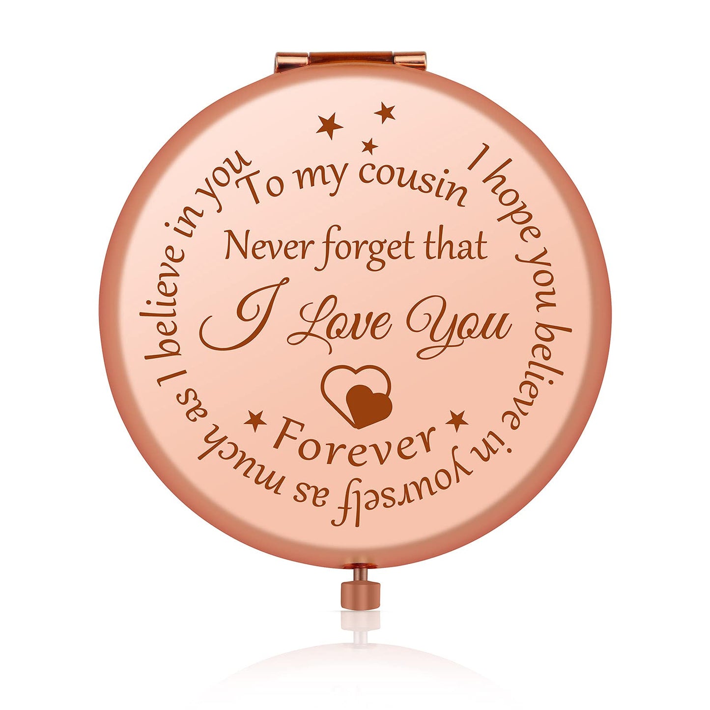 Cousin Gifts for Women Inspirational Gifts for Favorite Cousin Rose Gold Compact Mirror Encouragement Gifts for Cousin Sister Birthday Christmas Beauty & Personal Care Jielahua