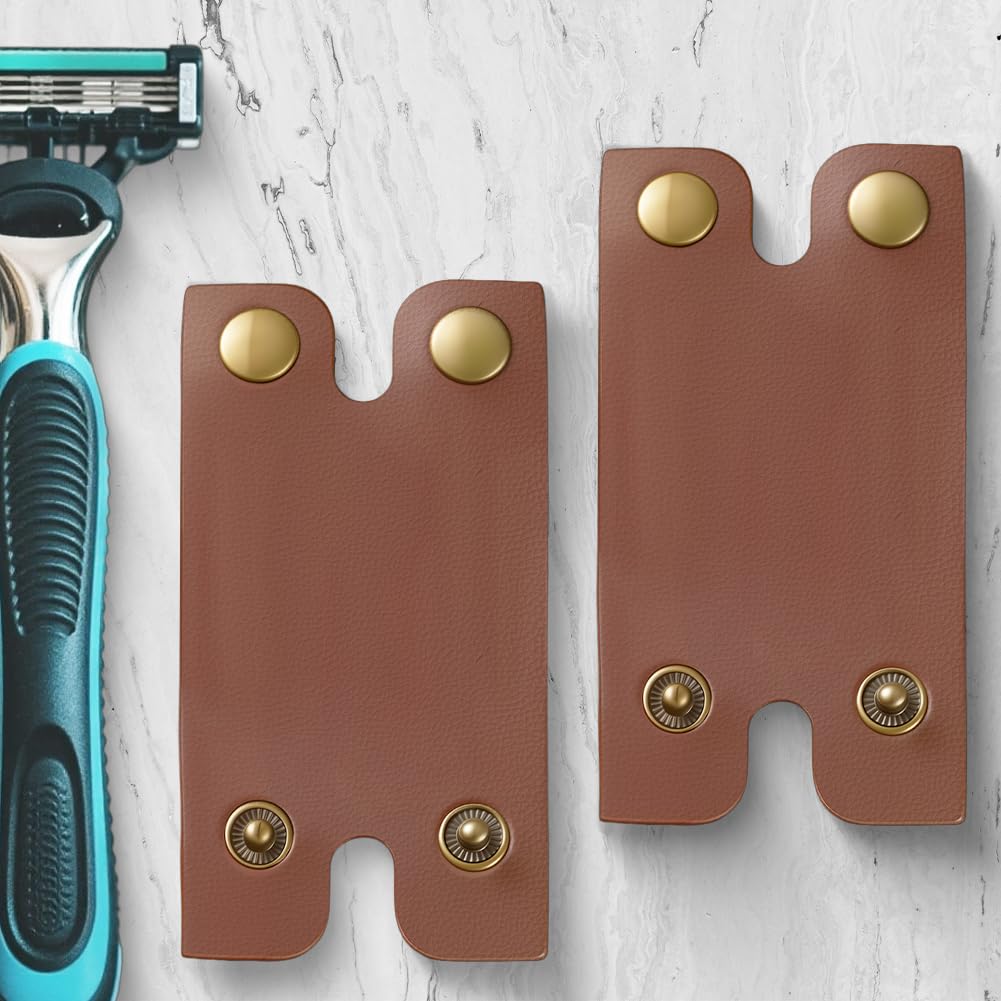 CALFOVERA 2PCS 3.43×1.77 Inch PU Leather Razor Head Protecting Cover Double Edge Razor Protective Sheath Shaving Travel Blade Guard Case with Snap Beauty and Personal Care CALFOVERA