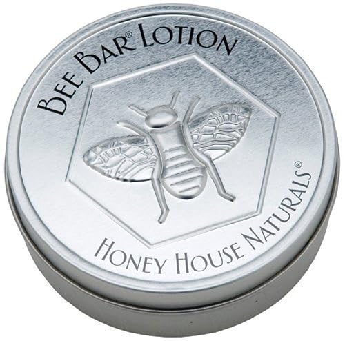 Honey House Solid Lotion Bee Bar (No Added Scent, 2 oz) New in Silver Embossed Tin Case Beauty & Personal Care Honey House Naturals