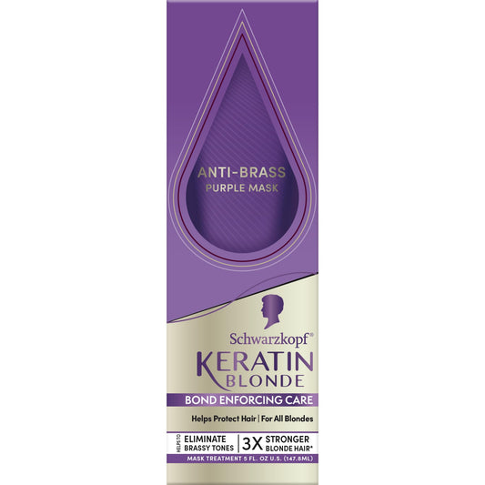 Schwarzkopf Keratin Blonde Anti-Brass Purple Mask, 5 fl oz, Helps Strengthen Hair, Bond Enforcing Care, Tones Brassiness & Yellow Tones, Adds Beauty & Personal Care Schwarzkopf