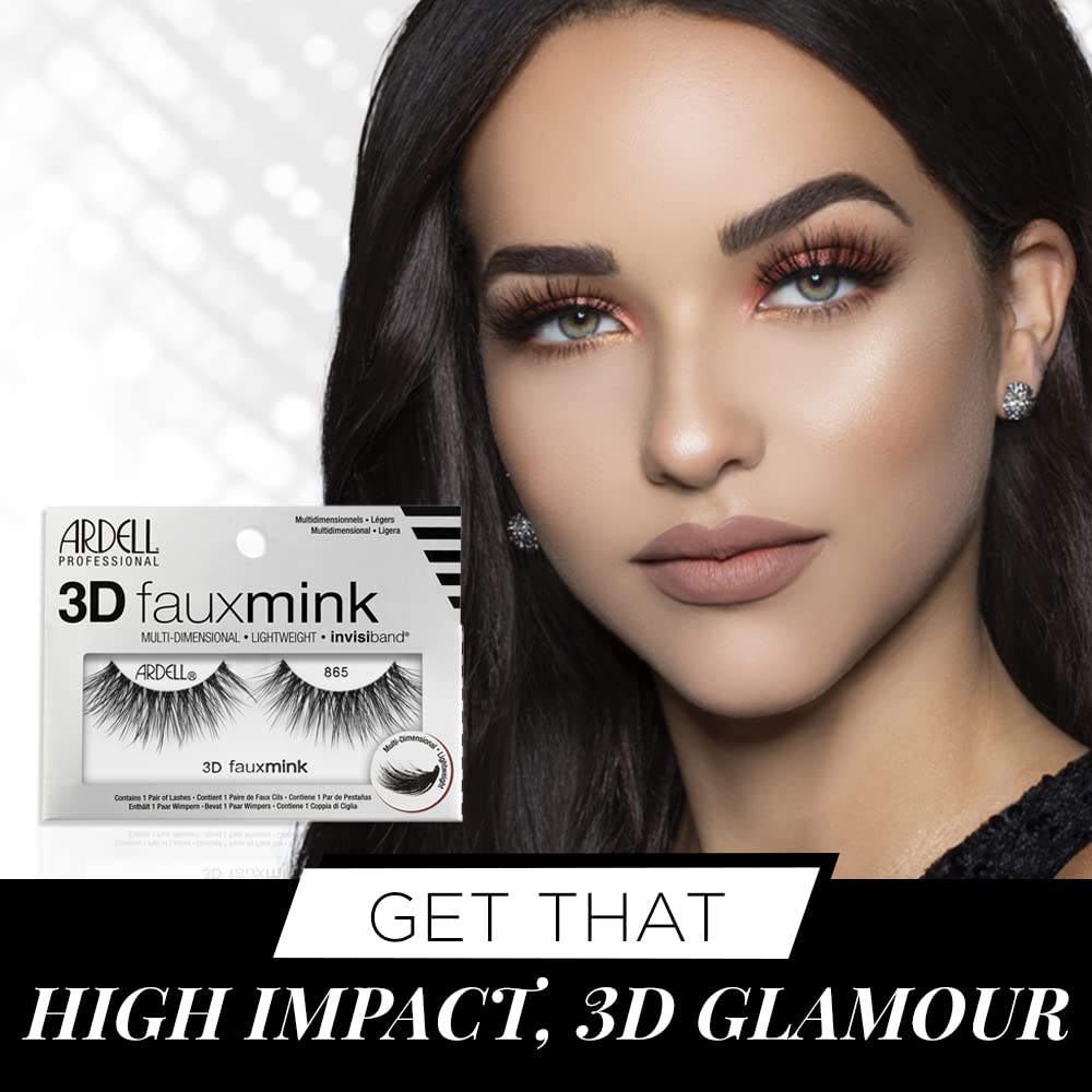 Ardell 3D Faux Mink Lashes 865 - Lightweight, Reusable, Wispy False Eyelashes for a Dramatic Natural Look, 1 Pair Beauty & Personal Care Ardell