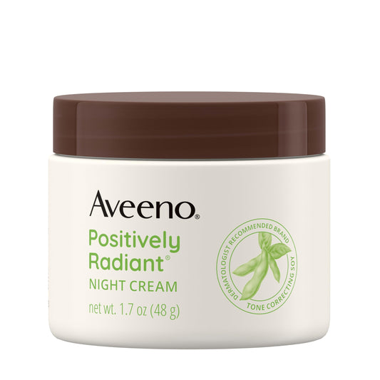 Aveeno Positively Radiant Night Cream, 1.7oz – Face & Neck Moisturizer with Soy & Niacinamide to Brighten, Even Tone & Texture Beauty & Personal Care Aveeno