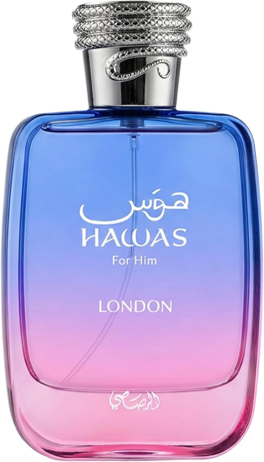 Rasasi Hawas London - Spicy, Fruity, Floral, Amber - Eau de Parfum Spray Long-Lasting Fragrance for Men, 3.38 Ounce / 100ml Beauty & Personal Care RASASI
