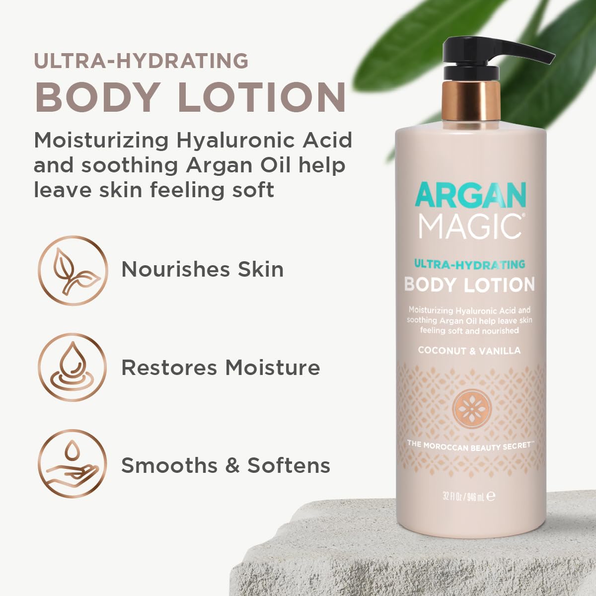 Argan Magic Ultra-Hydrating Coconut & Vanilla Body Lotion with Hyaluronic Acid for Dry Skin - Nourishes Skin, Restores Moisture, Smooths & Softens | Beauty & Personal Care Argan Magic