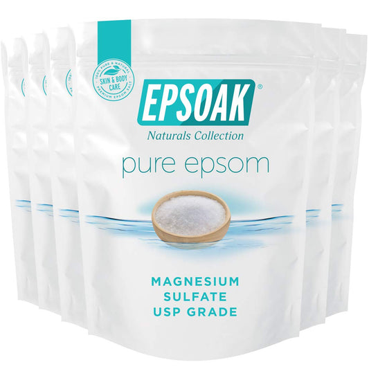Epsoak Epsom Salt 12 lb. Magnesium Sulfate USP. (Qty. 6 x 2 lb. Bags) Resealable Epsom Salt Bag Unscented, Made in The USA, Cruelty-Free Certified Beauty and Personal Care Epsoak