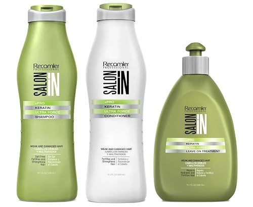 Salon In by Recamier | Keratin Ultra Force Set - Hair Shampoo, Conditioner and Treatment | Repair & Strength | 10.1 fl oz / 300 ml Beauty & Personal Care RECAMIER PROFESSIONAL SALON IN