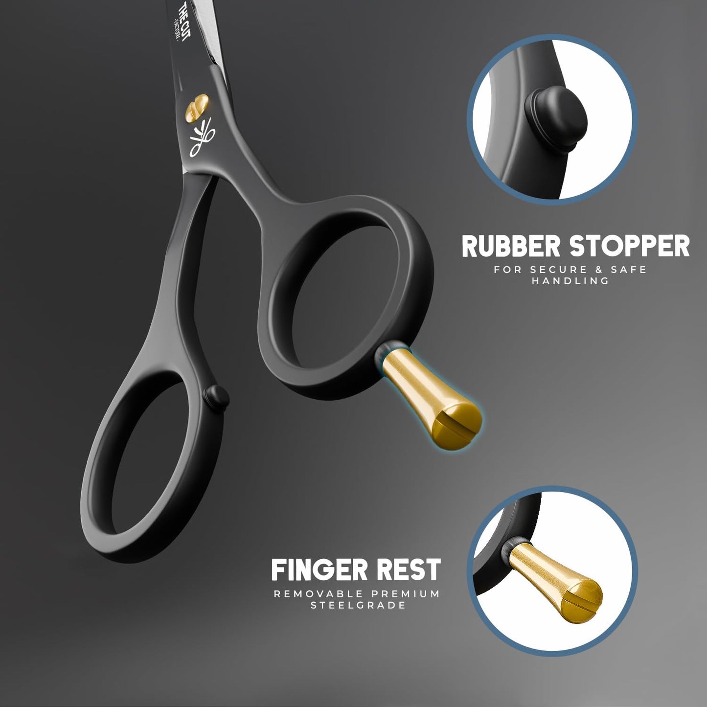 The Cut Factory® 6.5” Matte Black Luxury Hair Scissors - Ultra-Sharp High Carbon Steel Barber Shears for Men, Women & Kids - Gift-Boxed with Leather Beauty and Personal Care THE CUT - FACTORY -