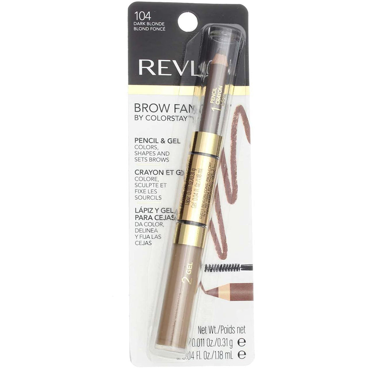 Revlon Brow Fantasy Pencil & Gel, Dark Blonde [104], 0.04 oz (Packs of 2) Beauty & Personal Care REVLON