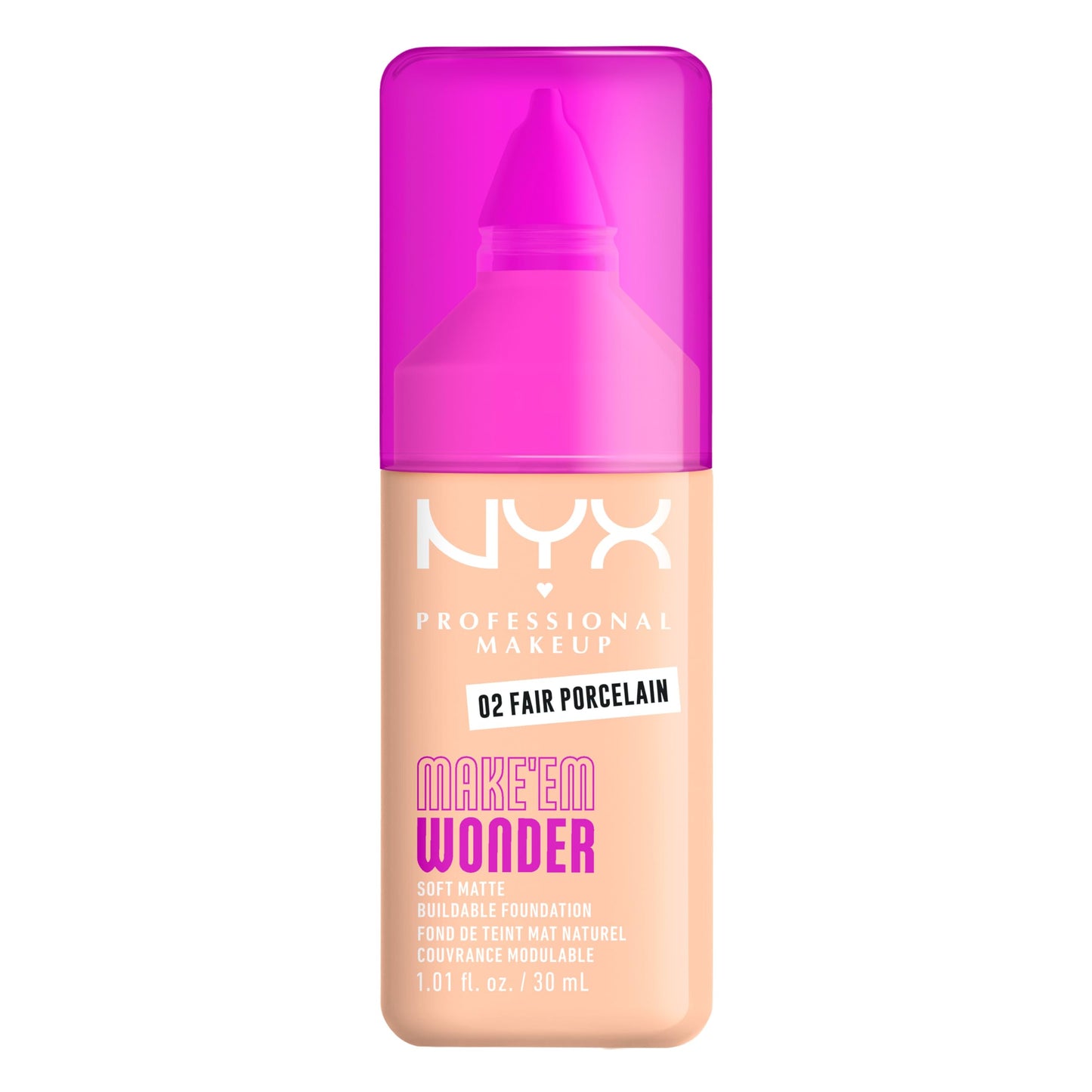 NYX PROFESSIONAL MAKEUP Make 'Em Wonder Liquid Foundation, 24HR Foundation Makeup With A Soft Matte Finish, Buildable Full Coverage - 02 Fair Beauty & Personal Care NYX PROFESSIONAL MAKEUP