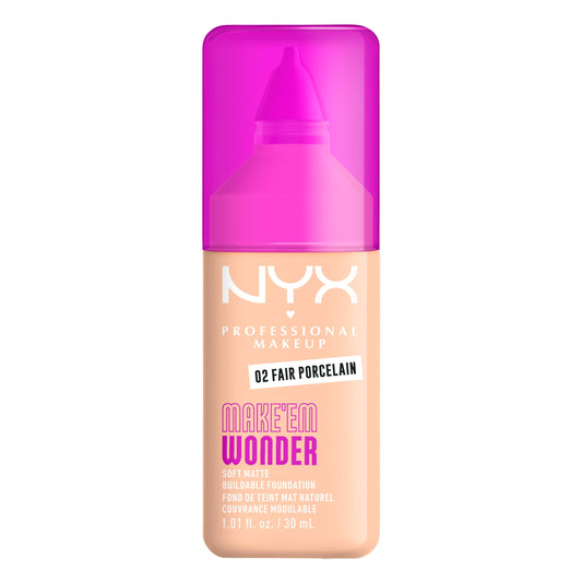 NYX PROFESSIONAL MAKEUP Make 'Em Wonder Liquid Foundation, 24HR Foundation Makeup With A Soft Matte Finish, Buildable Full Coverage - 02 Fair Beauty & Personal Care NYX PROFESSIONAL MAKEUP