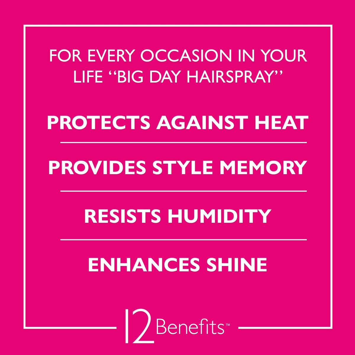 12 Benefits Big Day Hairspray - Long-lasting Hair Care Volume Spray w/Argan Oil, Vitamin B5, Silk Protein + Salon Product, Heat Protectant, Humidity Beauty & Personal Care 12 Benefits