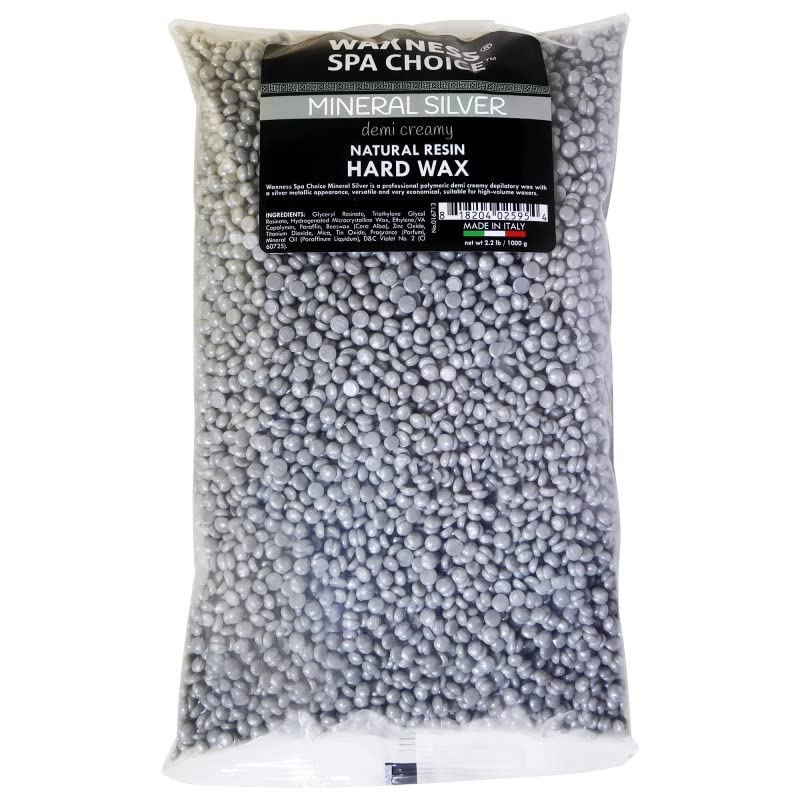 Waxness Spa Choice Mineral SIlver Demi Creamy Hard Wax Beads 2.2 lb / 1 kg Bulk Pack of 12 Beauty and Personal Care Waxness
