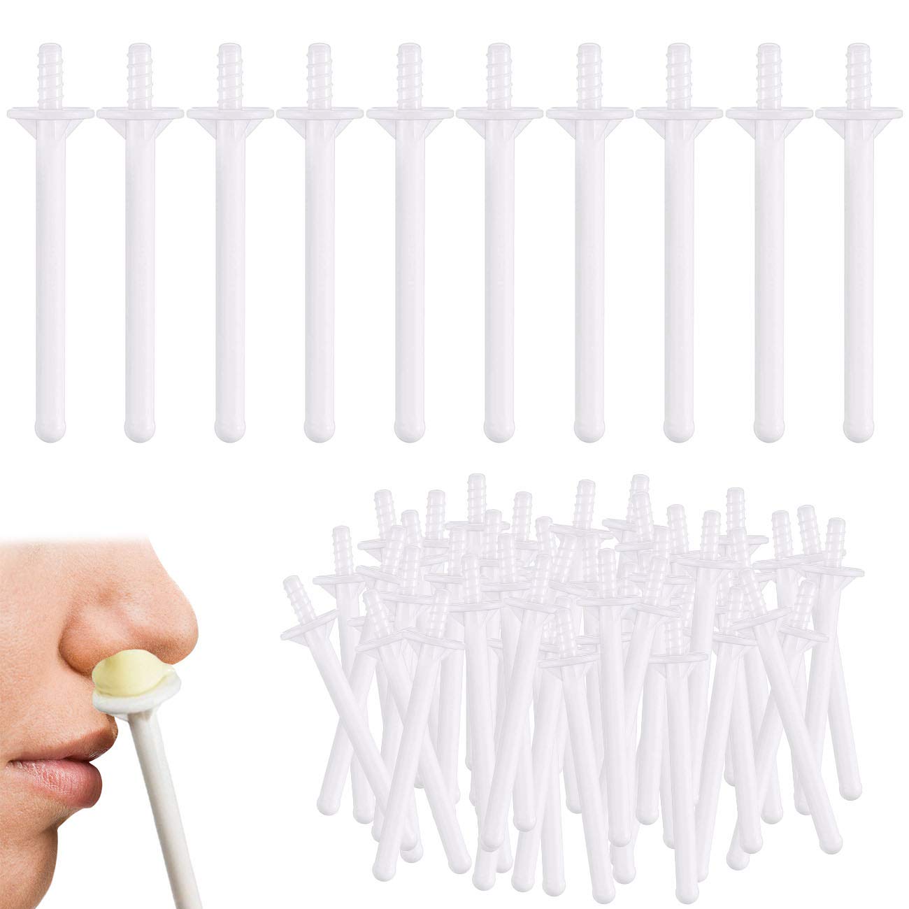 60 Pieces Plastic Wax Applicator Wands with Disposable Spatulas for Nose Hair Removal and Nostril Cleaning Beauty and Personal Care Rolybag