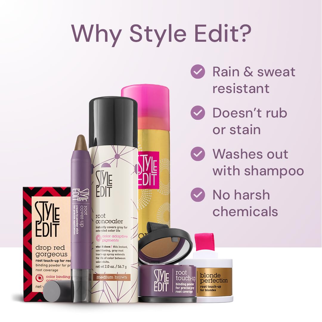 Style Edit Root Touch Up Spray | Temporary Hair Color for Gray Roots and Thinning Hair | Salon-Quality, Transfer-Resistant Hair Concealer | Black, 2 Beauty & Personal Care STYLE EDIT