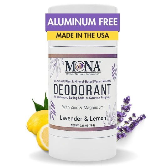 MONA BRANDS All Natural Magnesium Deodorant for Women & Men - Aluminum, Baking Soda, & Synthetic Fragrance Free for Sensitive Skin (Lavender Lemon) Beauty and Personal Care MONA