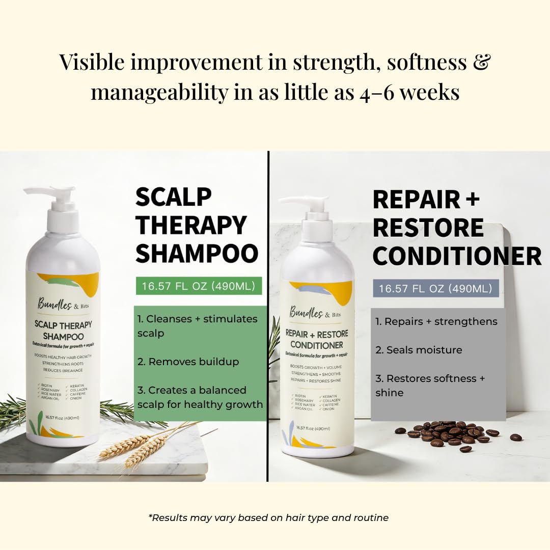 Rosemary & Biotin Shampoo and Conditioner Set for Hair Growth & Thinning Hair | Scalp Therapy System for Women | Sulfate Free, with Rice Water Beauty & Personal Care Bundles & Bits