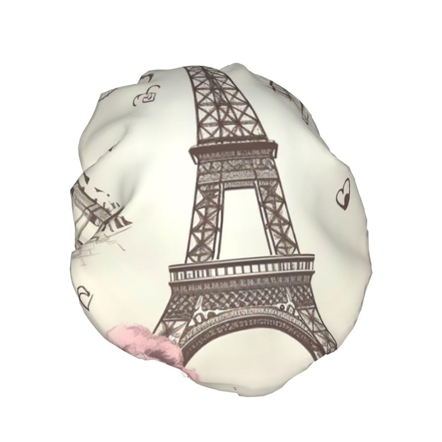The Eiffel Tower and a Bicycle Shower Cap for Women Men Large Reusable Shower Bonnet Double-Layer Waterproof Bath Caps Elastic Band Hair Hat for All Beauty and Personal Care BWLHJKE