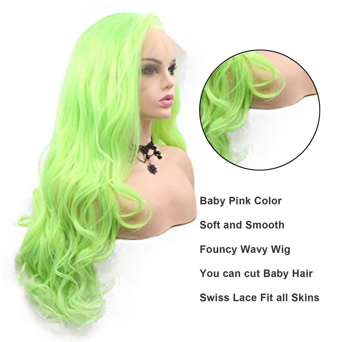 AFBeauty Neon Green Wig Lime Green Lace Front Wigs for Women Long Curly Wavy Real Hair Wig Soft Pre Plucked Natural Hairline Glueless Lace Wigs