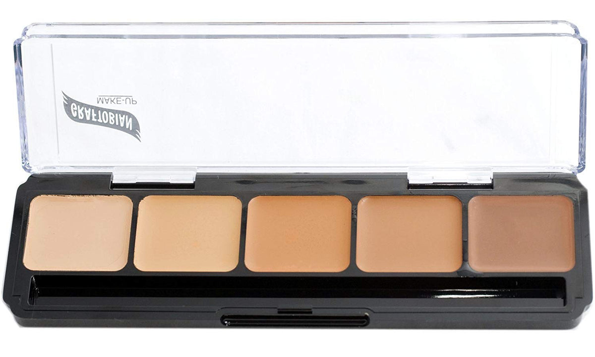 Graftobian HD Glamour Crème Foundation Palette (Warm #3) - High Definition 5 Color Makeup Palette, Cream Based Foundation Concealer and Contour