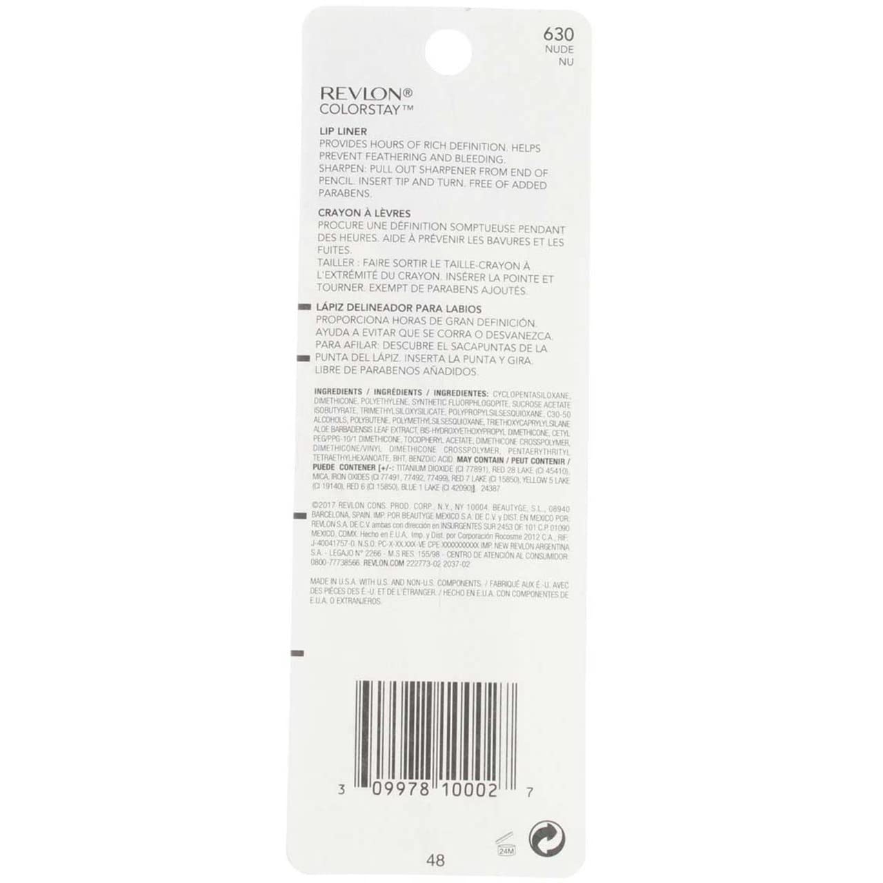 Revlon ColorStay Lip Liner with SoftFlex, Nude [630] 1 ea (Pack of 2) Beauty & Personal Care REVLON