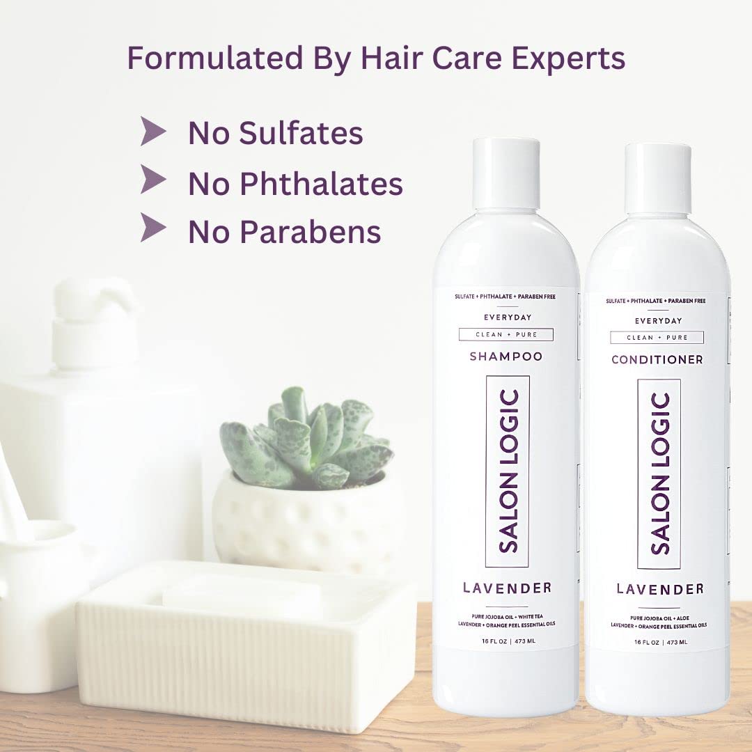 SalonLogic Everyday Clean & Pure Shampoo and Conditioner Set, Lavender - Salon Quality, Keratin treatment, Naturally Scented, Hydrating, Moisturizing Beauty & Personal Care SalonLogic