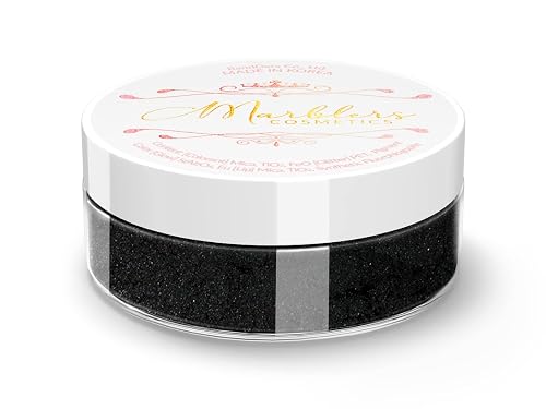 MARBLERS Fine Synthetic Mica Powder [Jet Black] 0.11oz (3g) | Highly Pigmented | Non-Toxic, Vegan, Cruelty-Free | Lip Gloss, Lipstick, Bath Bomb, Nail Beauty & Personal Care MARBLERS