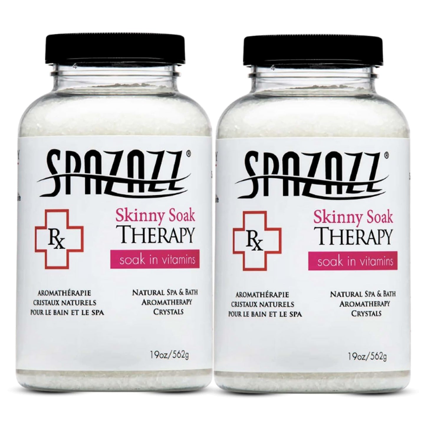 Spazazz RX Skinny Soak Therapy Natural Spa & Bath Salt Aromatherapy Crystals - 2 Pack 19oz Skinny Soak Magnesium Salt Crystals - Spa Essentials Beauty and Personal Care Spazazz