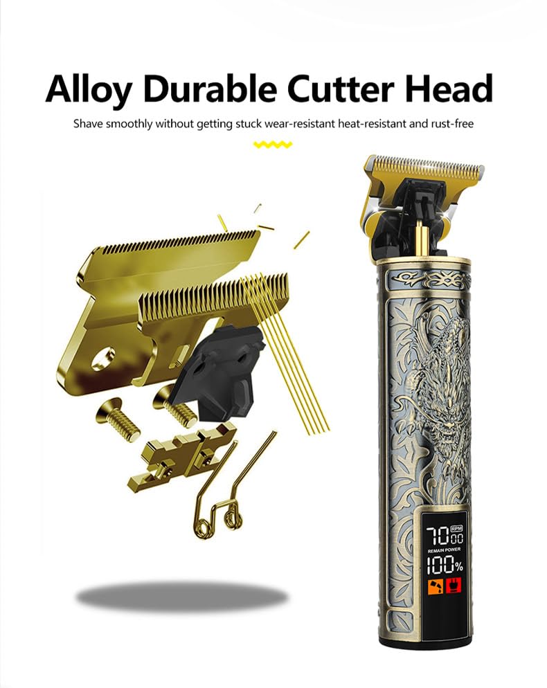 Professional Hair Clippers for Men, Rechargeable Cordless Barbers Trimmer with Digital Display and 3 Limit Combs, Ideal for, Dad Oil Head Carving Beauty and Personal Care QDKVTNDJZ