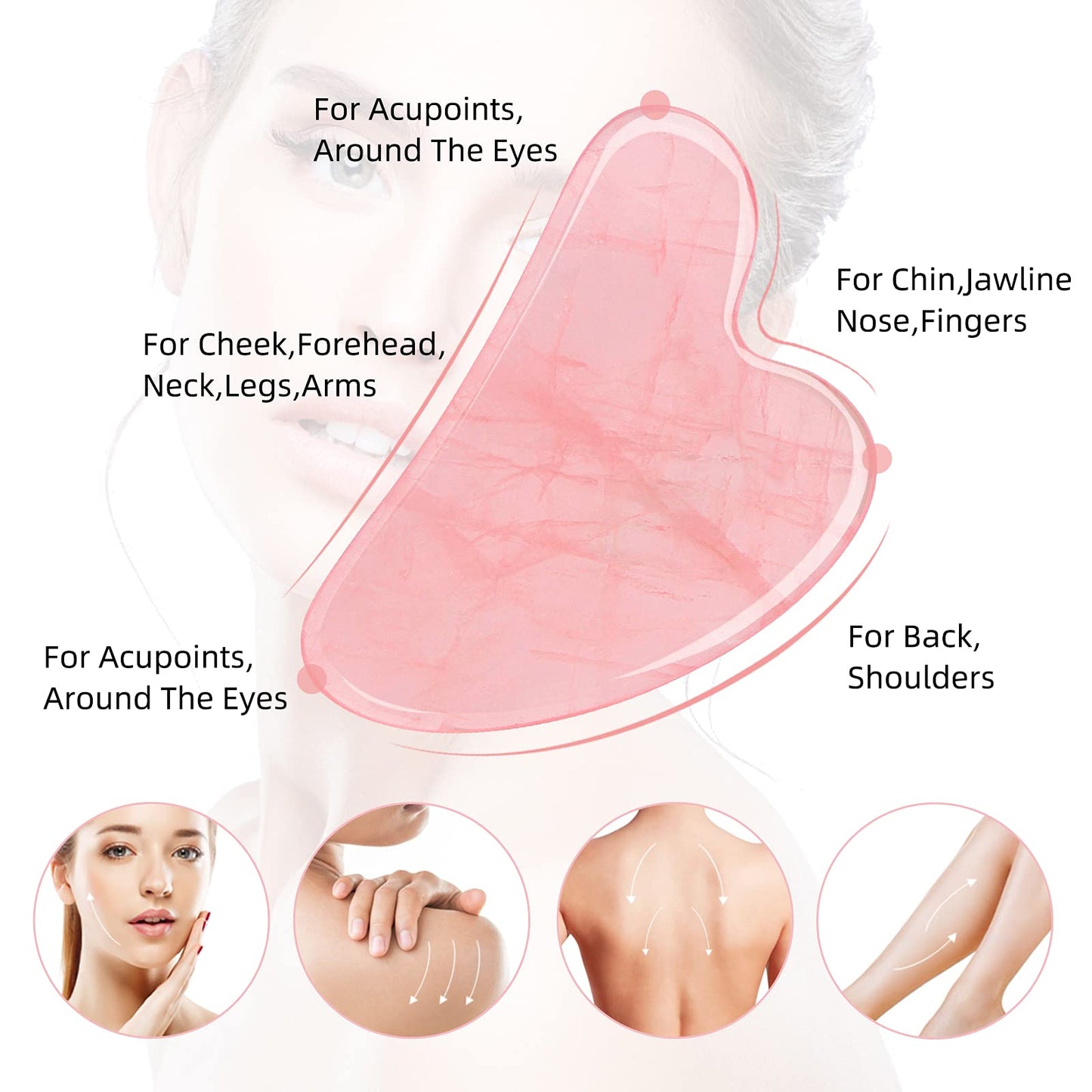 Ecoswer Gua Sha Facial Tool,Guasha Tool for Face,Facial and Body Massager,Natural Stones Rose Quartz,Scraping and SPA Acupuncture Therapy Beauty & Personal Care Ecoswer