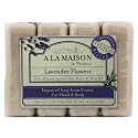 A LA MAISON Lavender Flower Bar Soap - Triple French Milled Natural Moisturizing Hand Soap Bar (4 Bars of Soap, 3.5 oz) Beauty & Personal Care A LA MAISON