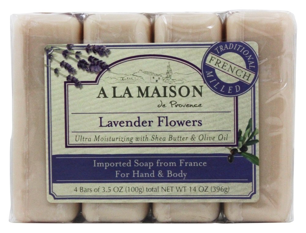 A LA MAISON Lavender Flower Bar Soap - Triple French Milled Natural Moisturizing Hand Soap Bar (4 Bars of Soap, 3.5 oz) Beauty & Personal Care A LA MAISON