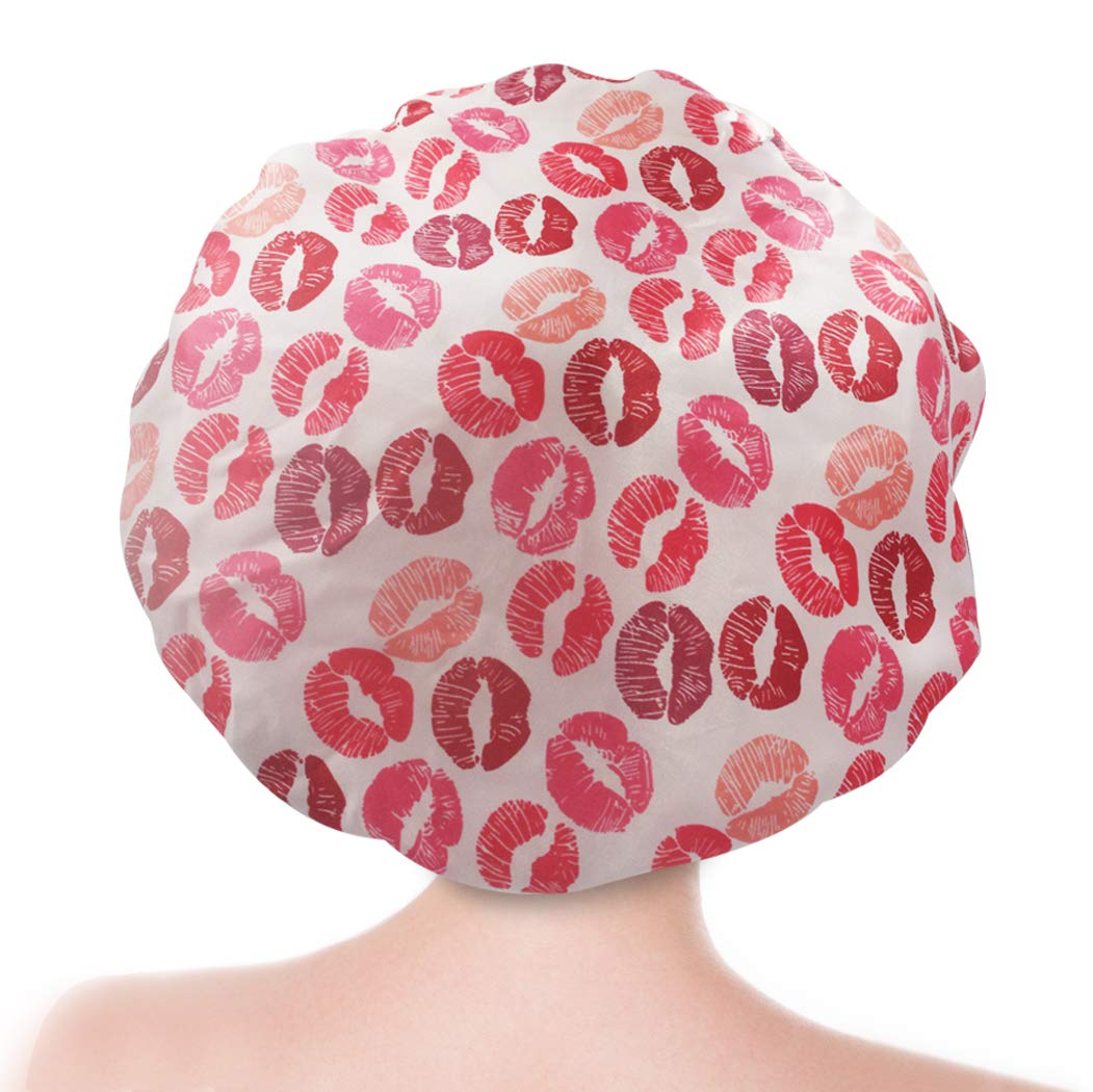 Bleu Bath (2 Pack) Sexy Lovely Fashion Style Hair Cap Extra Large Double Layer Lined Waterproof Durable Eco-Friendly Shower Cap with Tight Beauty and Personal Care Bleu Bath
