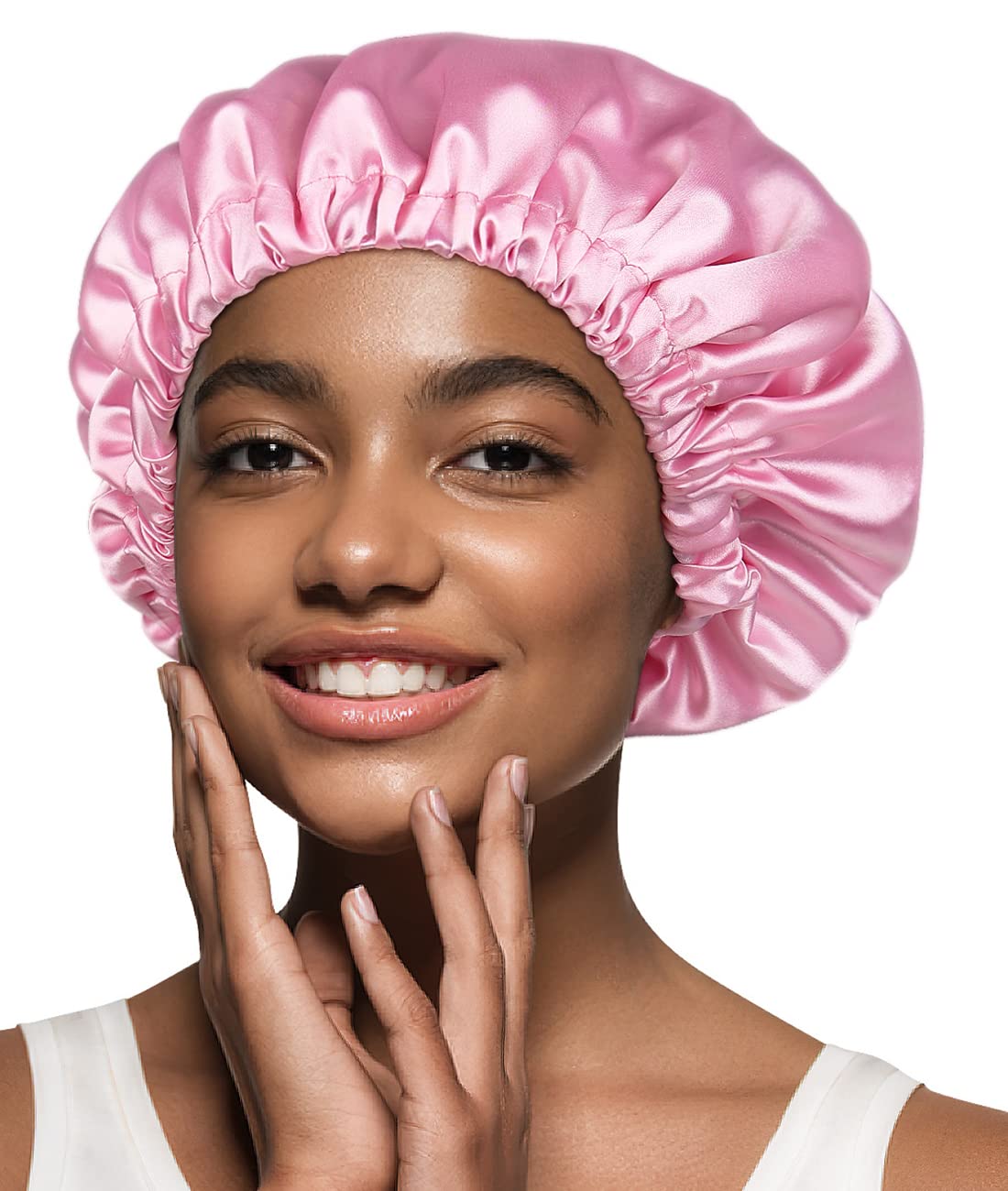 Night Cap Satin Beanie Silk Turban Curly Hair Wrap for Sleeping Pink Beauty and Personal Care Alnorm