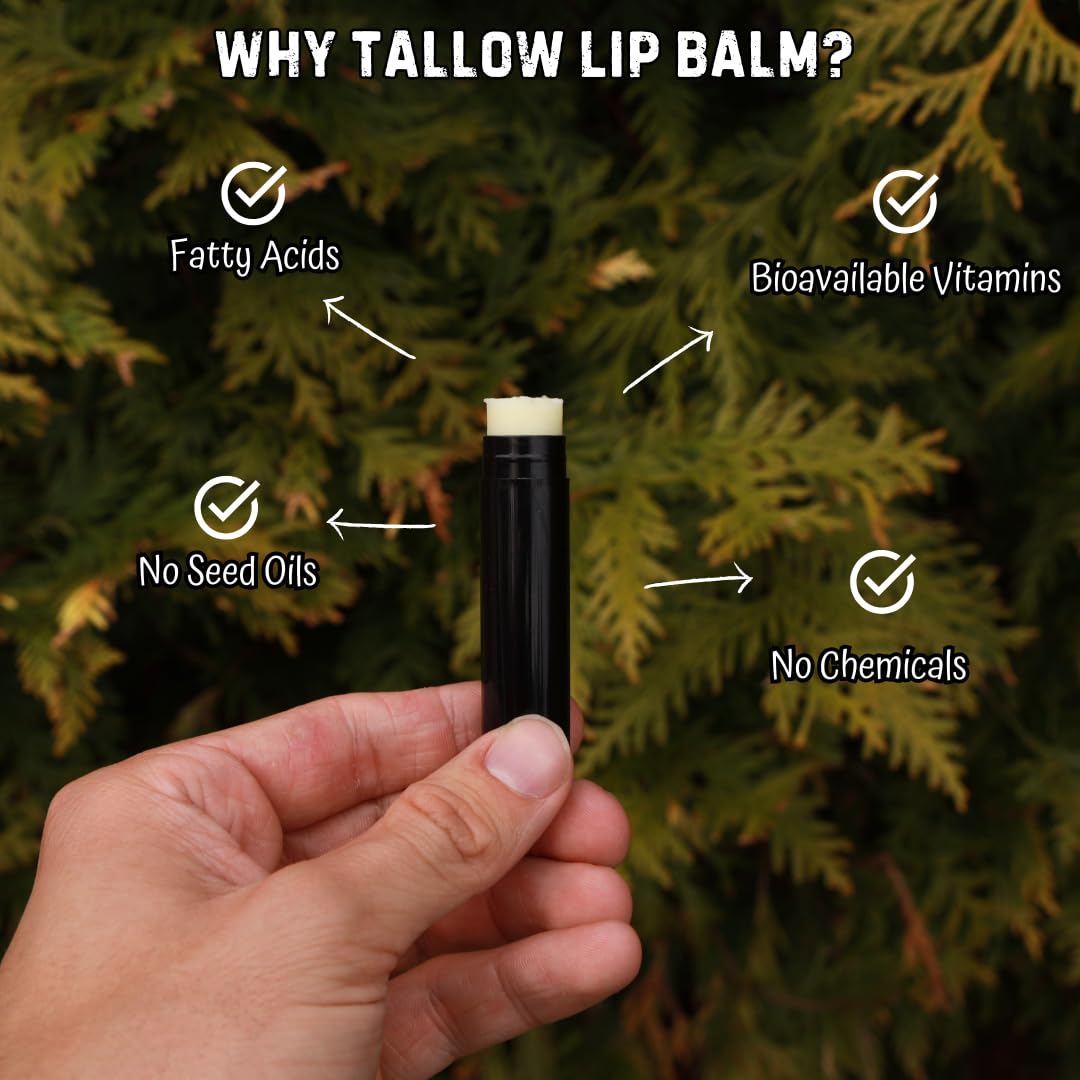 Beef Tallow Lip Balm 100% Grass Fed & Organic, Animal Based Skincare, Carnivore Beauty, Natural Hydrating (4 Pack), Black Beauty and Personal Care Natural Organic Storefront