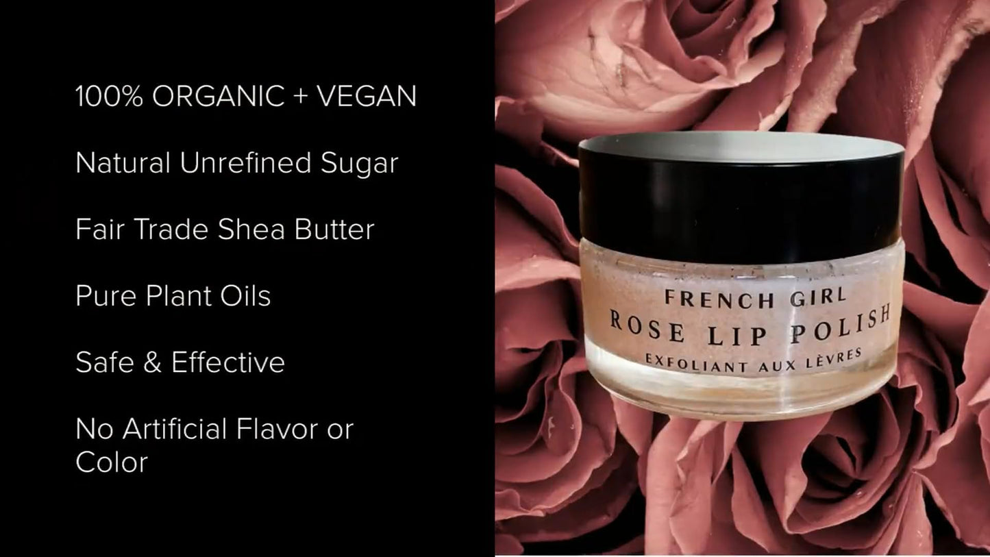 French Girl Rose Lip Scrub - Organic Sugar Scrub For Lips, Hydrating Lip Exfoliator & Moisturizer with Shea Butter & Essential Oils, Treatment for Dry Beauty & Personal Care French Girl Organics