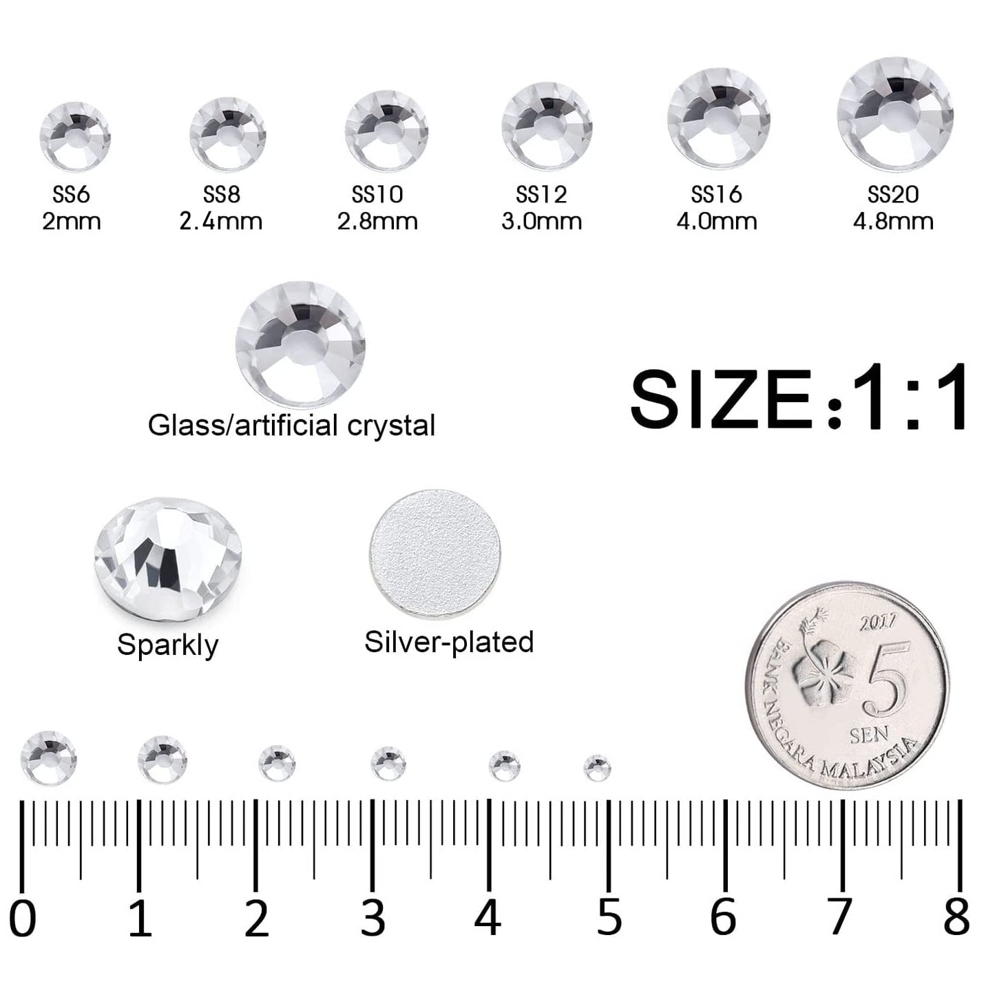 12 Grids 3792pcs Pieces Clear Flatback Rhinestones for Crafts,White Nail Gems Gemstones Crystals Jewels,Craft Glass Diamonds Stones Bling Rhinestone Beauty & Personal Care GAVIYE