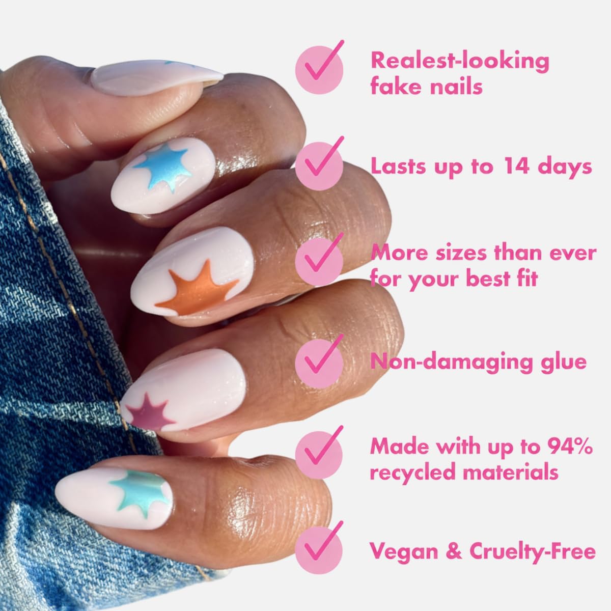Olive & June Maximalist Press-On Nails, Chrome Burst, Medium, Almond Beauty and Personal Care Olive & June