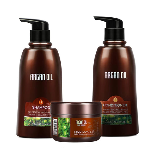 Moroccan Argan Oil Shampoo and Conditioner Sets with Hair Mask, Color Safe Smooth Add Shine Hair Treatment, UV Protection, Intense Moisturizing Beauty & Personal Care NUSPA NUSPA