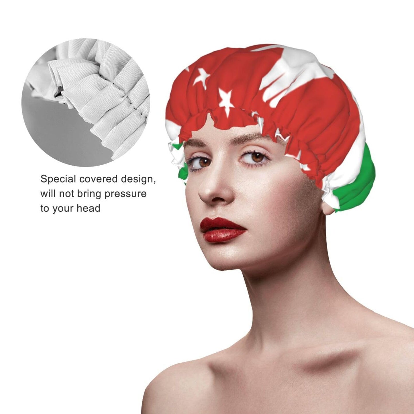 Abkhazia Flag Prints Shower Cap Double Layer Lined Waterproof Bathing Shower Hat Beauty and Personal Care Hayyett