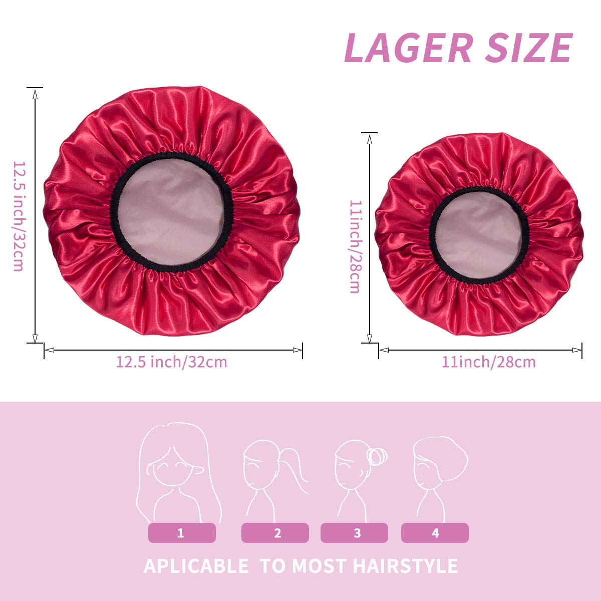 Aquior Shower Caps, Extra Large for Women Long Hair, Double Layer Waterproof Reusable Hair Cap 4 Pieces Beauty & Personal Care Aquior