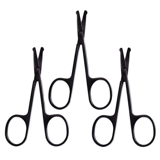 AAProTools 3 Pieces Nose Hair Scissors Rounded Tip Scissors Facial Hair Scissors Stainless Steel Blunt Tip Scissor for Eyebrows, Nose, Moustache Beauty and Personal Care AAProTools