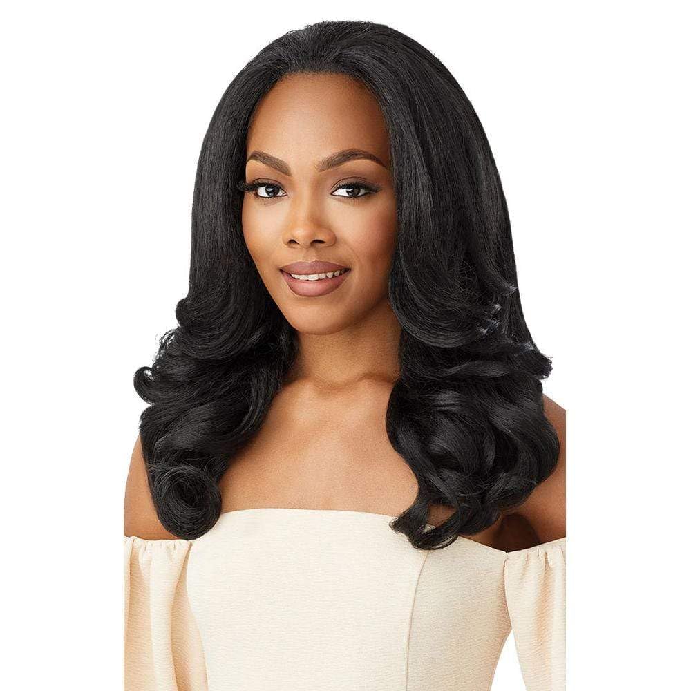 Outre Quick Weave Self Styled in 60 Seconds Neesha Soft & Natural New Half Wig Cap Laysflat Requires Less Leave Out NEESHA H301 (DRBLKCHER)