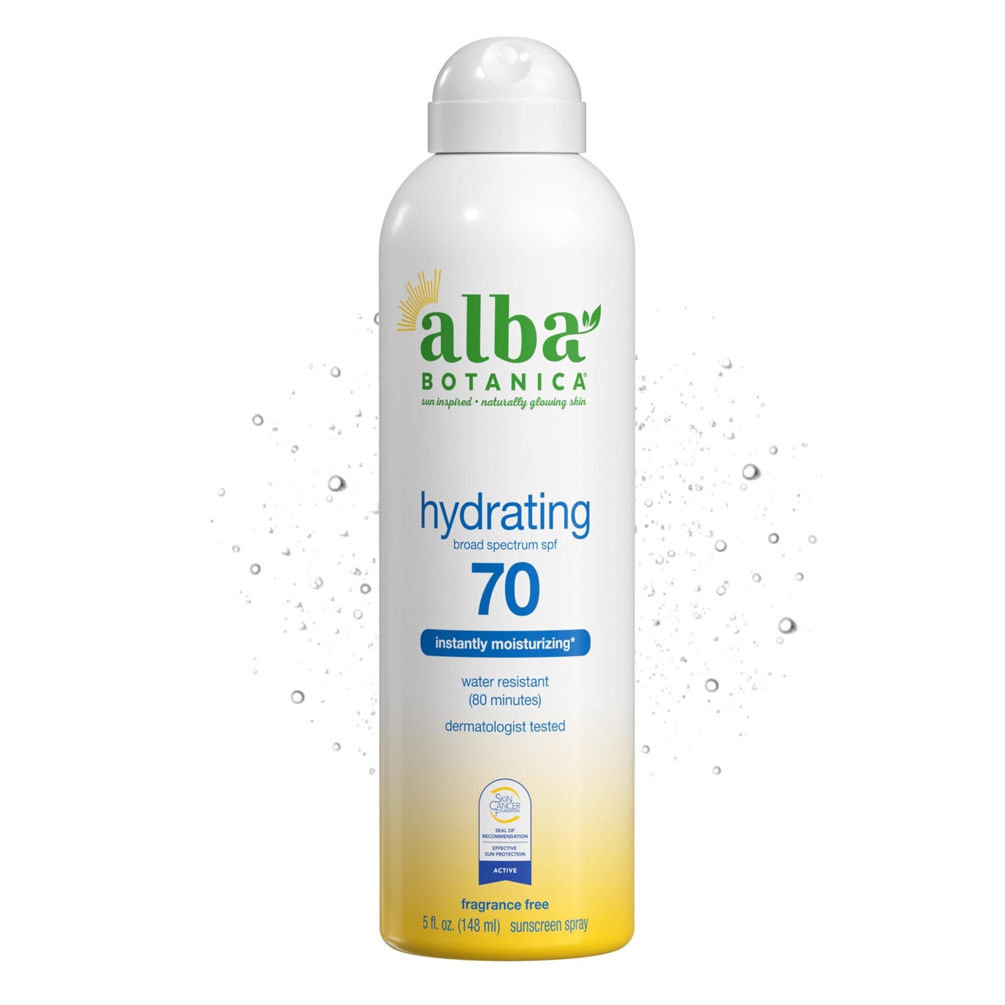 Alba Botanica Hydrating Sunscreen Spray for Face and Body, Broad Spectrum SPF 70 Sunscreen, Water Resistant, 5 Fl. Oz. Bottle Beauty & Personal Care Alba Botanica