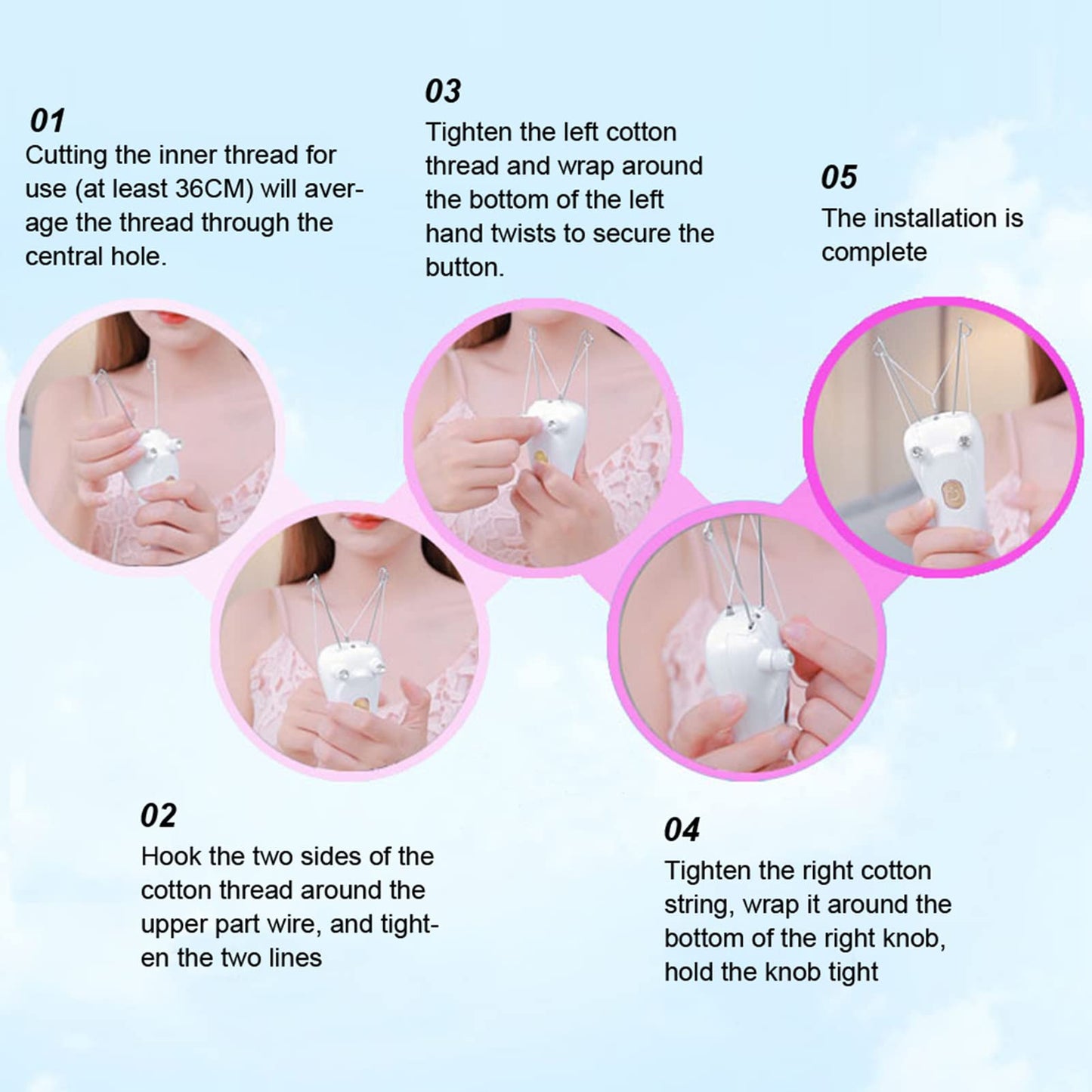 NOENNULL Electric USB Threading Epilator Hair Remover - Rechargeable Facial Hair Remover for Women & Men, Portable Cotton Thread Epilator with USB Beauty and Personal Care NOENNULL