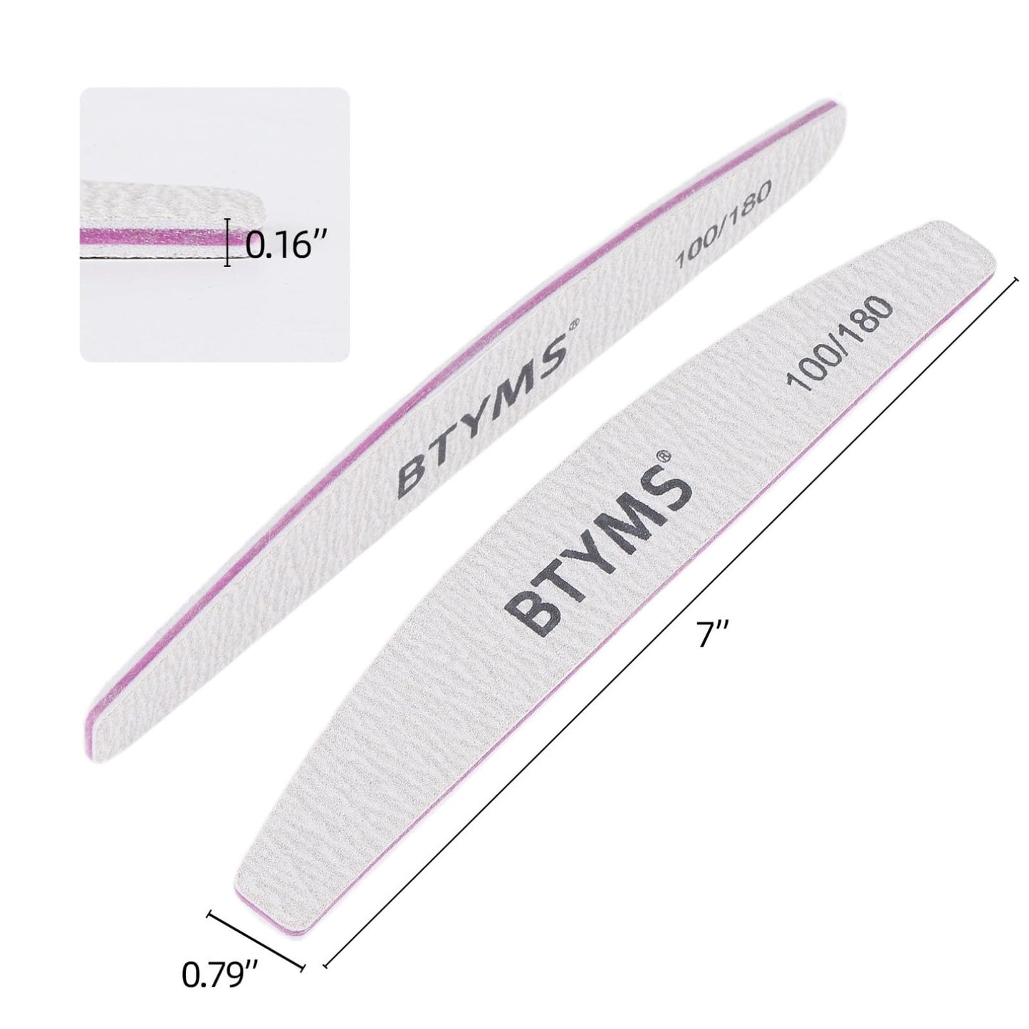 BTYMS 25Pcs 100/180 Grit Nail File and Buffer Professional Double-Sided Emery Boards for Acrylic, Gel & Natural Nails Beauty & Personal Care BTYMS