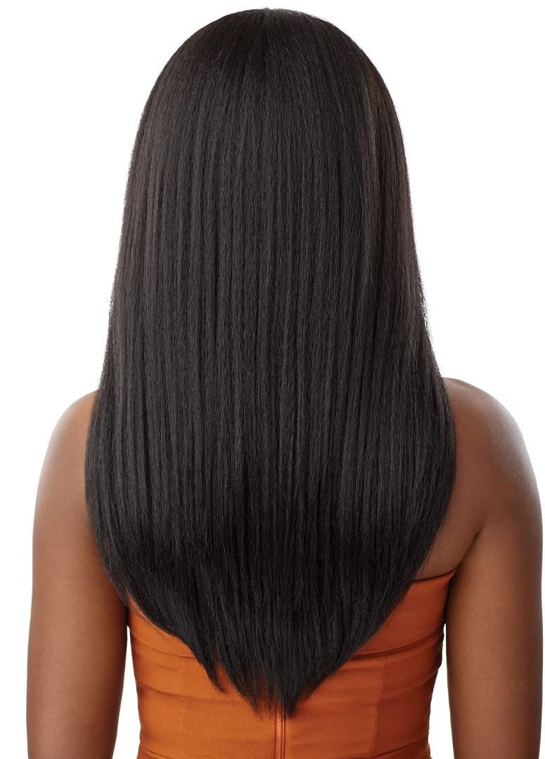 Outre - 5X5 Lace Closure Wig - Human Hair Blend - Kinky Straight 24" (OFF BLACK 1B)