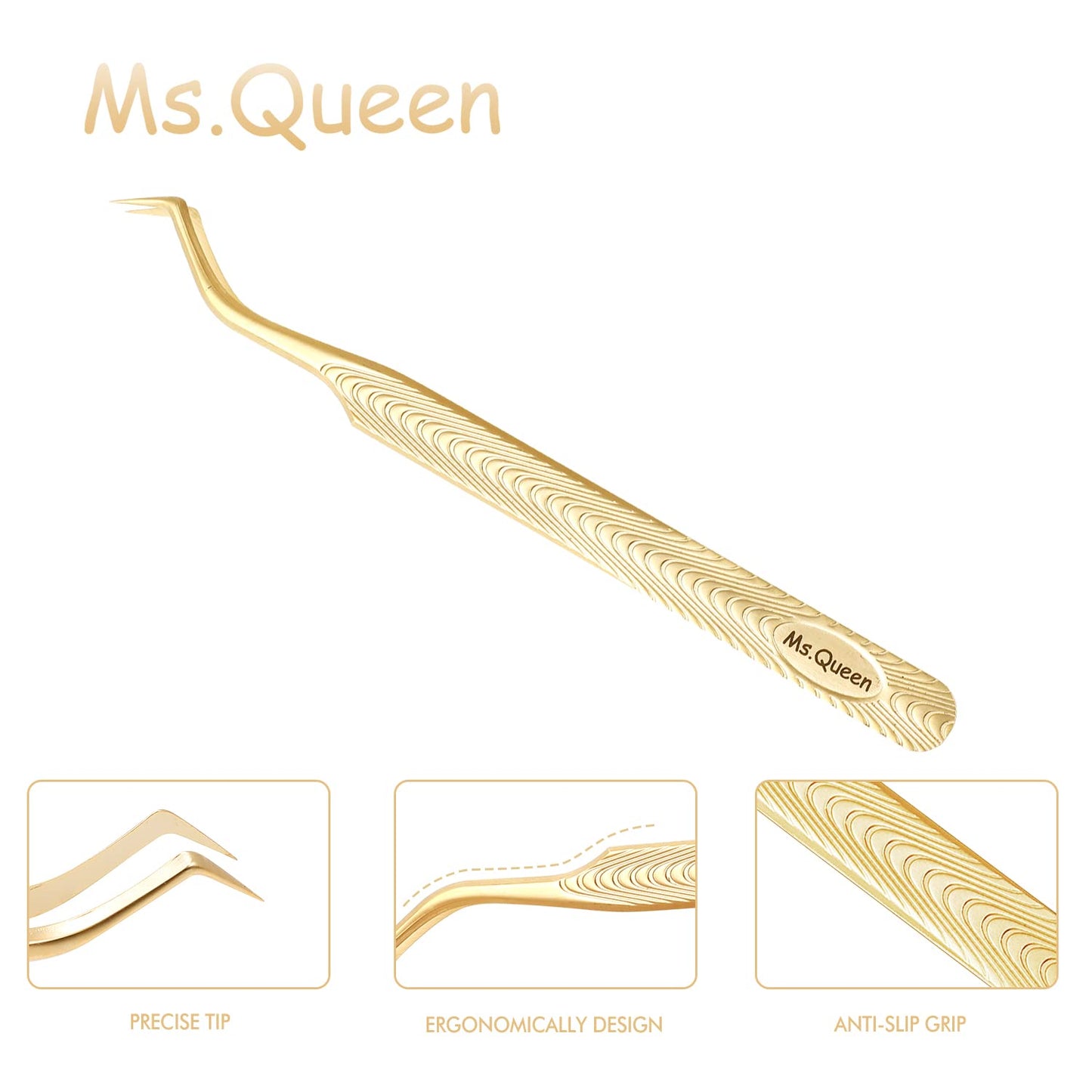 Ms.Queen Lash Tweezers for Eyelash Extension-Professional Lashing Tweezers for Mega Volume Mink Eyelashes Extensions Applying,S-Curved Beauty & Personal Care Ms.Queen