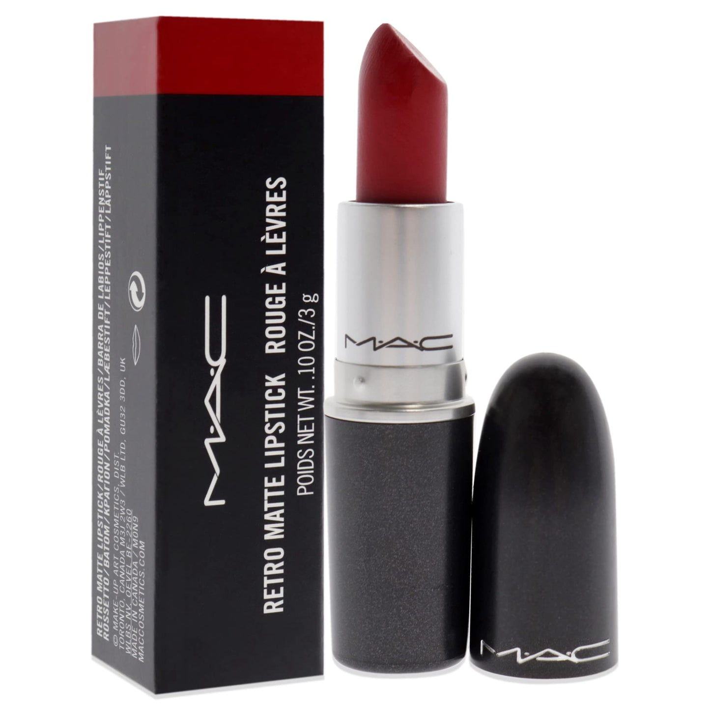 MAC Retro Matte Lipstick Ruby Woo, 1 Count, Multicolor, 0.10 Ounce Beauty & Personal Care MAC