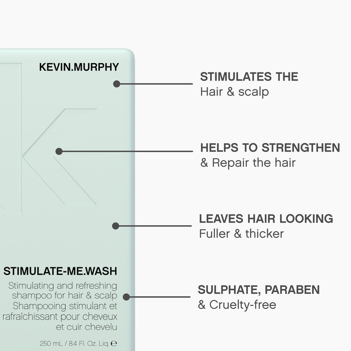 KEVIN.MURPHY STIMULATE-ME.WASH - Clarifying Shampoo for Hair & Scalp - For All Types - Stimulates Hair - Strengthening - Cruelty Free Shampoo - 250 mL Beauty & Personal Care Kevin Murphy